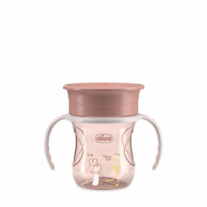 Chicco canita de baut cu maner Perfect Cup 360° 200 ml 12m+ Pink pudrat
