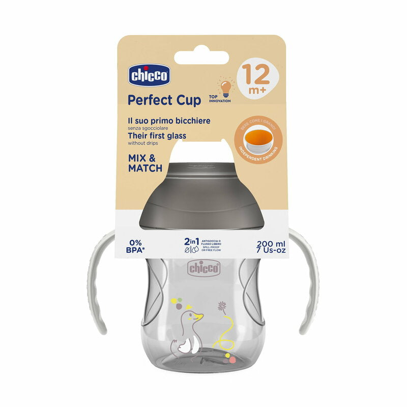 Chicco canita de baut cu maner Perfect Cup 360° 200 ml 12m+ Grey
