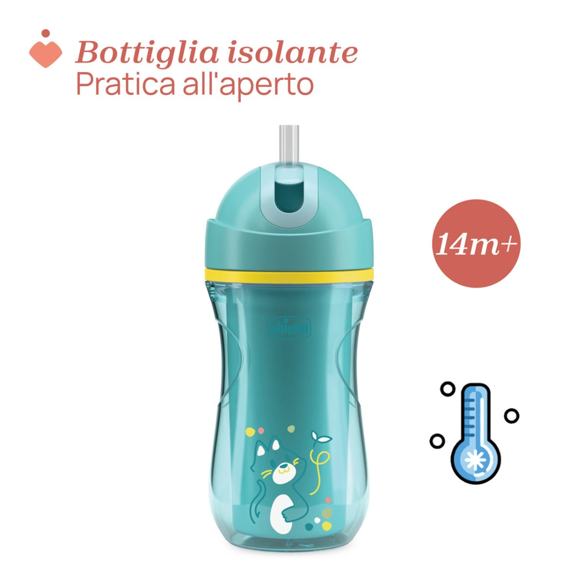 Chicco canita termica cu pai 266 ml Sport Cup 14m+ Turquise