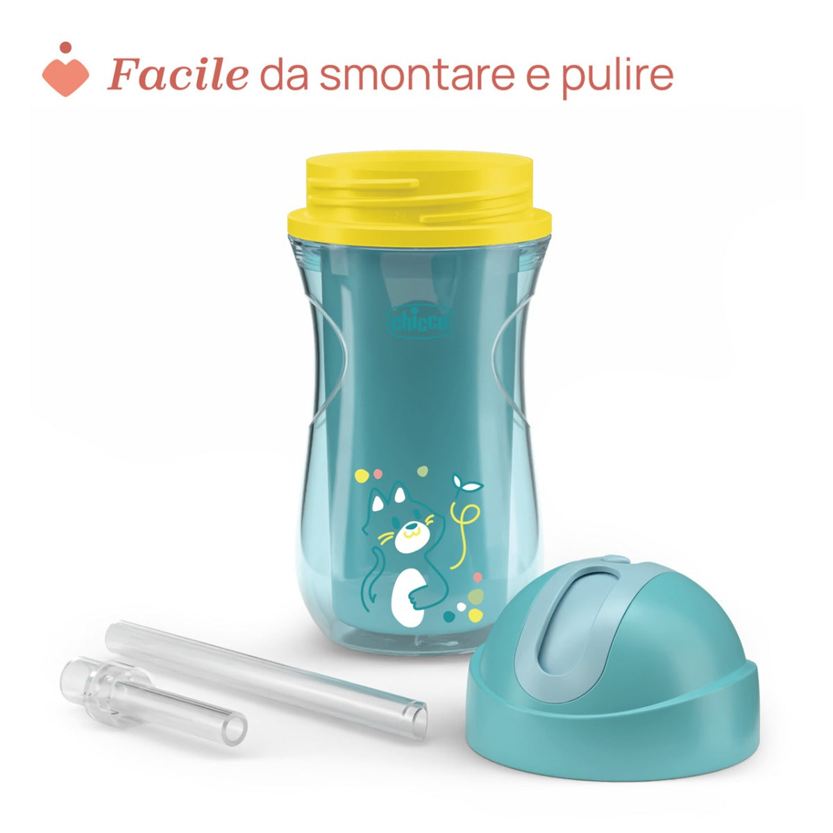 Chicco canita termica cu pai 266 ml Sport Cup 14m+ Turquise