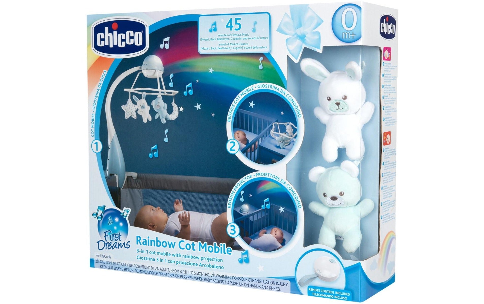 Chicco carusel muzical First Dreams Rainbow Cot Mobile 0m+ Albastru