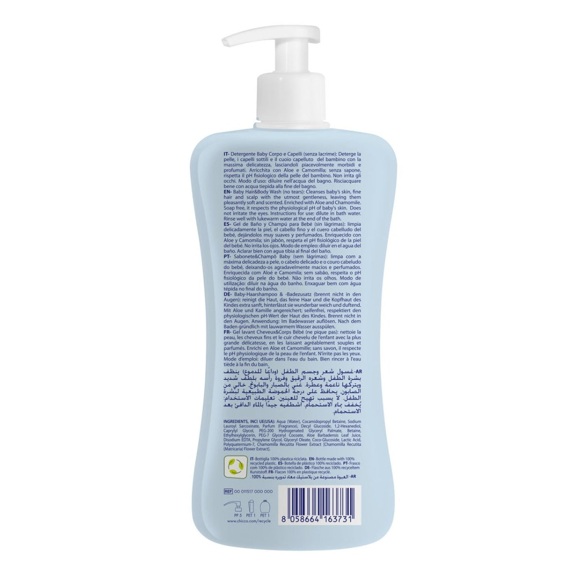 Chicco Natural sensation gel de dus si sampon fara lacrimi 0m+ 500 ml Imagine secundară a produsului