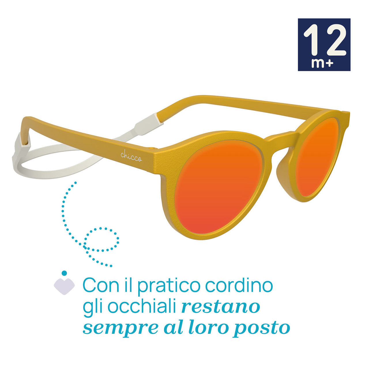 Chicco ochelari de soare cu banda silicon si protectie UVA/UVB 12m+ Yellow