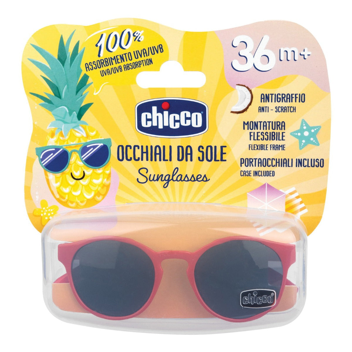 Chicco ochelari de soare filtru UVA si UVB 36m+ Rosu