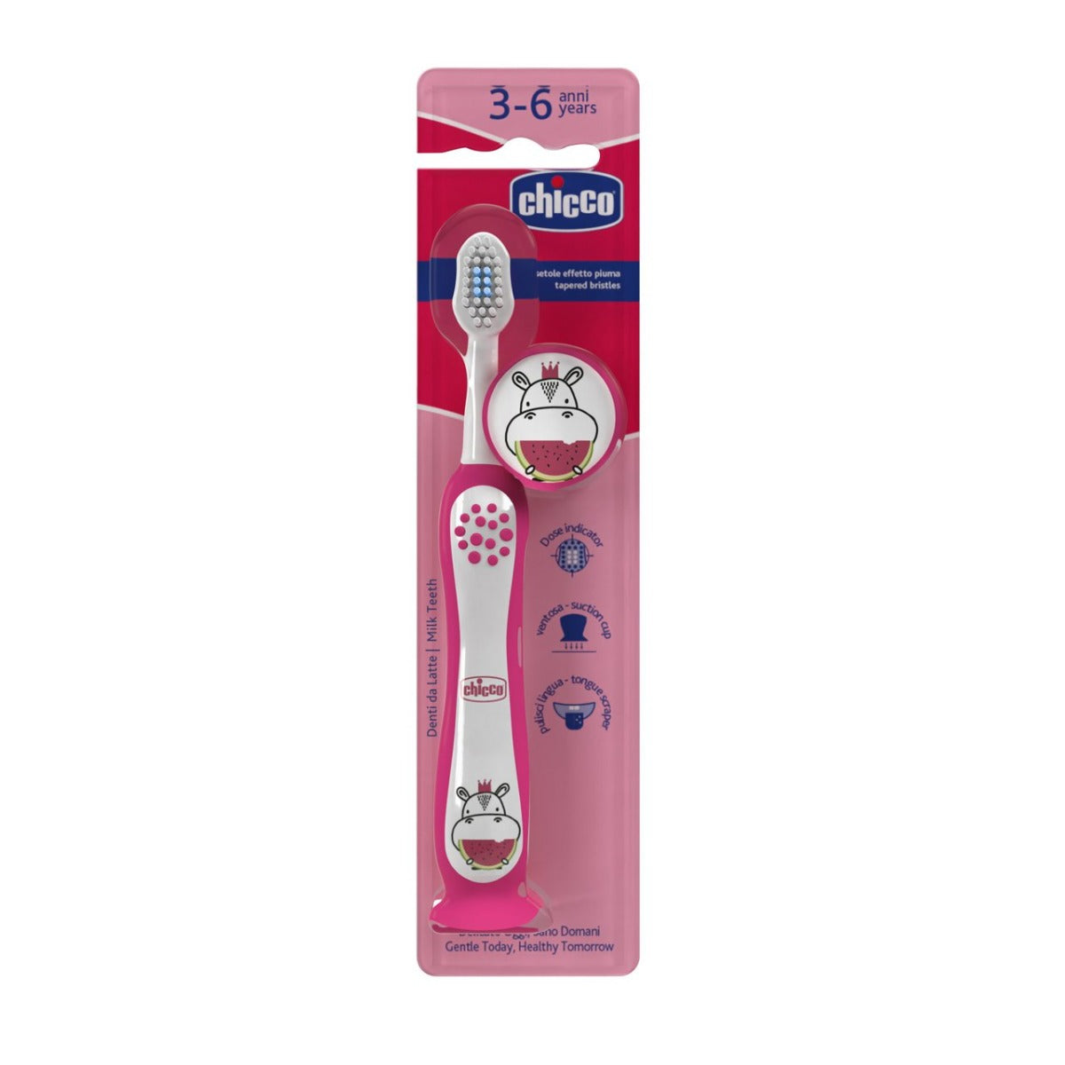 Chicco periuta de dinti 3-6 ani Hippo Roz