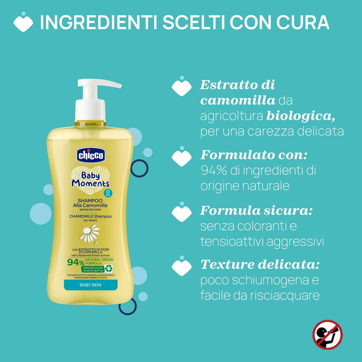 Chicco sampon cu pompita Baby Moments cu musetel 0m+ 500 ml