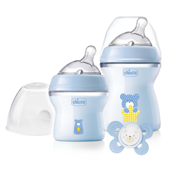 Chicco set cadou Natural Feeling 0m+ Albastru cu ursulet Imagine principală a produsului