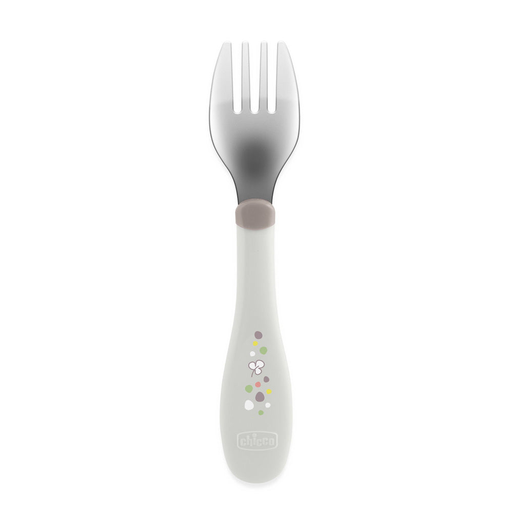 Chicco set lingurita si furculita inox 18m+ Grey