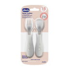 Chicco set lingurita si furculita inox 18m+ Grey