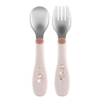 Chicco set lingurita si furculita inox 18m+ Roz