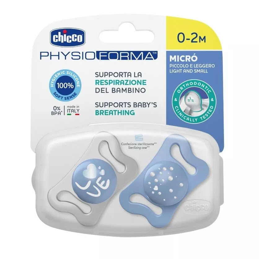 Chicco suzeta silicon Physio Forma Micro 0-2 luni 2 buc Boy