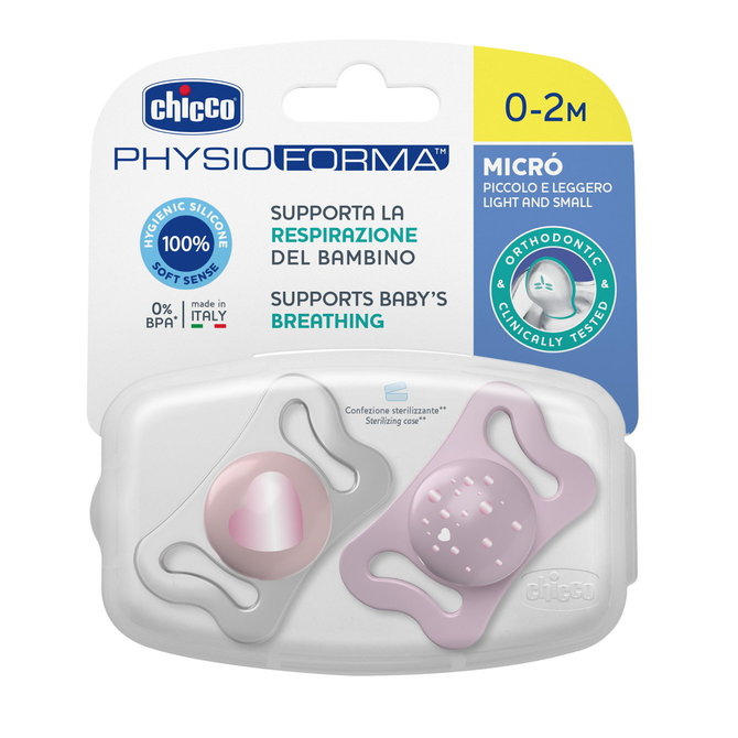 Chicco suzeta silicon Physio Forma Micro 0-2 luni 2 buc Girl Imagine secundară a produsului