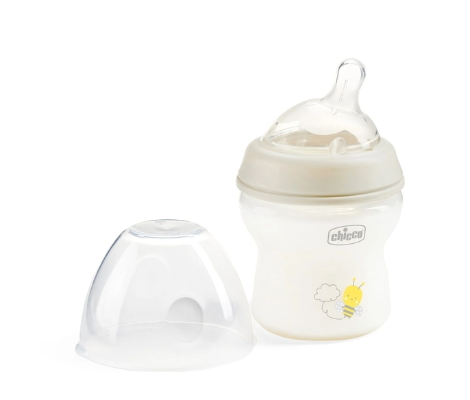 Chicco biberon Natural Feeling 150 ml cu tetina silicon 0m+, Albina Imagine principală a produsului