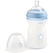 Chicco biberon Natural Feeling tetina silicon flux rapid 330 ml 6m+ Albastru cu stelute