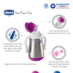 Chicco canita inox Power Cup termorezistenta cu pai si maner   03