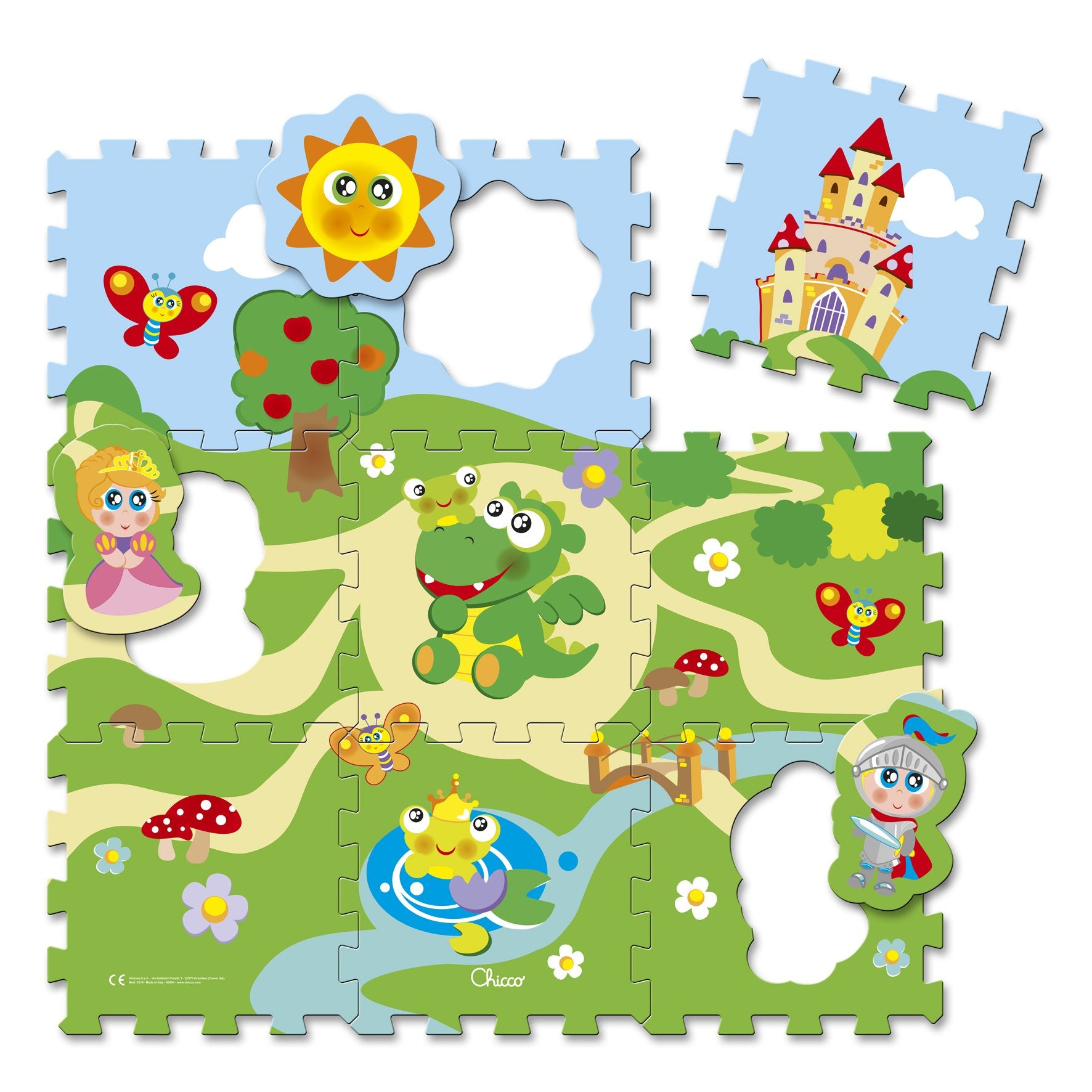 Chicco covor tip puzzle 93 x 93 cm pentru 12m+, Castle 5316 01