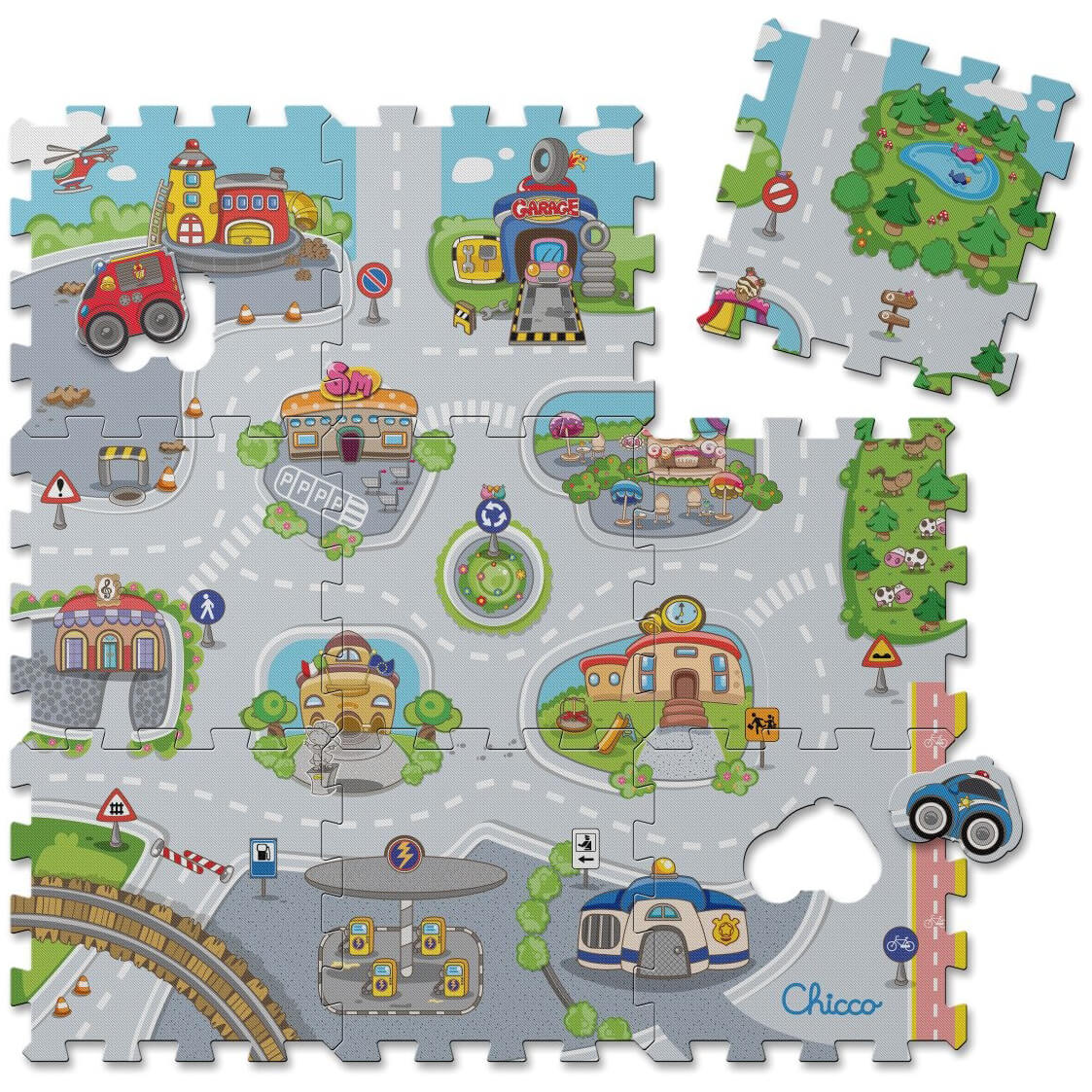 Chicco Covor tip puzzle 93 x 93 cm pentru 12m+  City Imagine principală a produsului