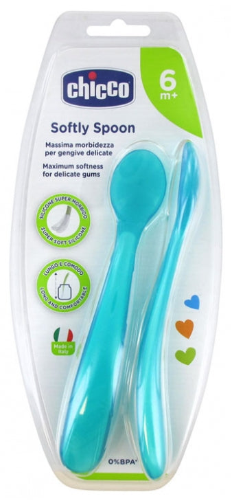 Chicco lingurita silicon pentru 6m+ 2 bucset Imagine principală a produsului