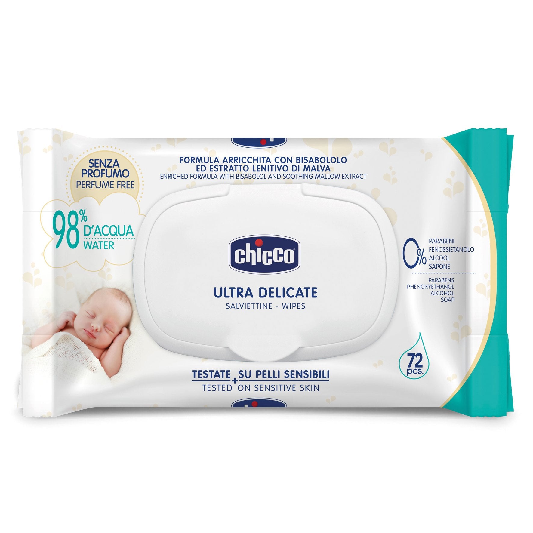 Chicco servetele umede  Ultra Soft&Pure 0m+, 60 buc 916360 Imagine principală a produsului
