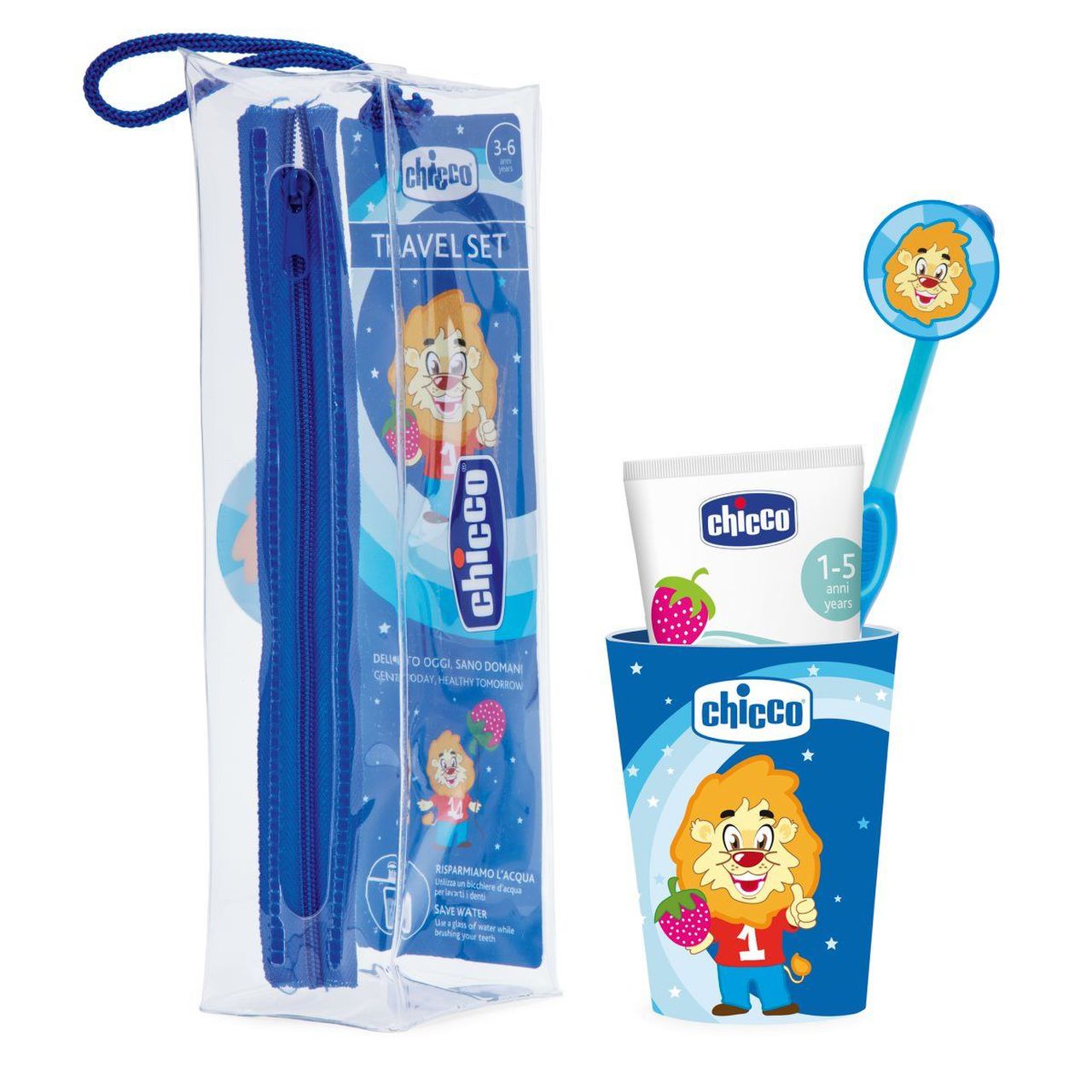 Chicco set igiena orala Travel Set 3 ani+ Albastru Imagine principală a produsului