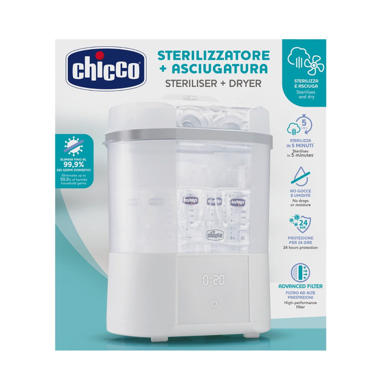 Chicco sterilizator electric digital cu uscator biberoane 0m+