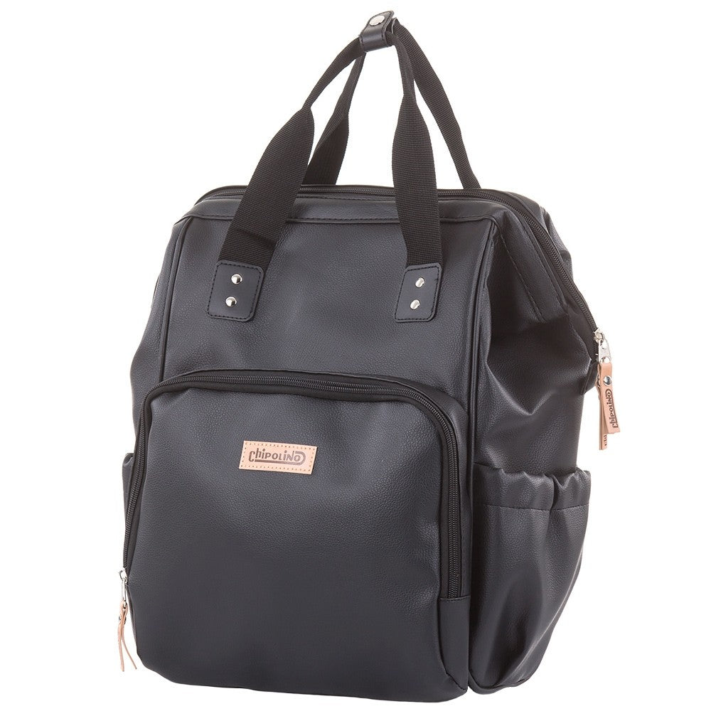 Chipolino geanta mamici tip rucsac, Black leather 01 Imagine principală a produsului