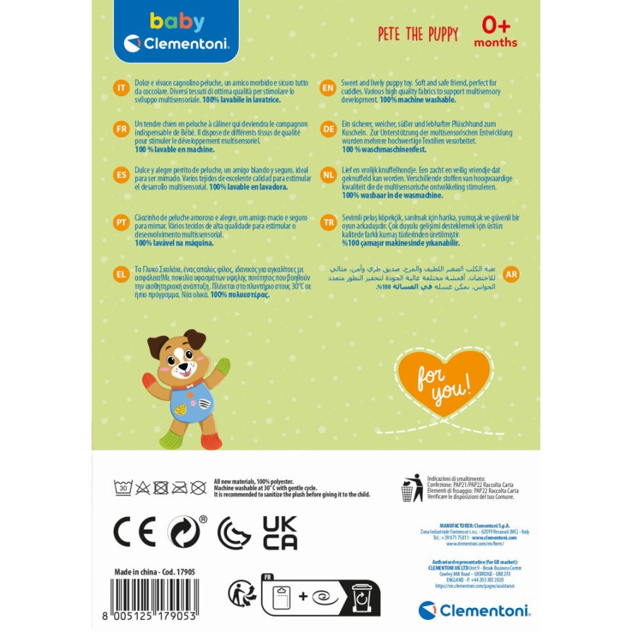 Clementoni Baby Jucarie de plus catelusul Pete 0m+