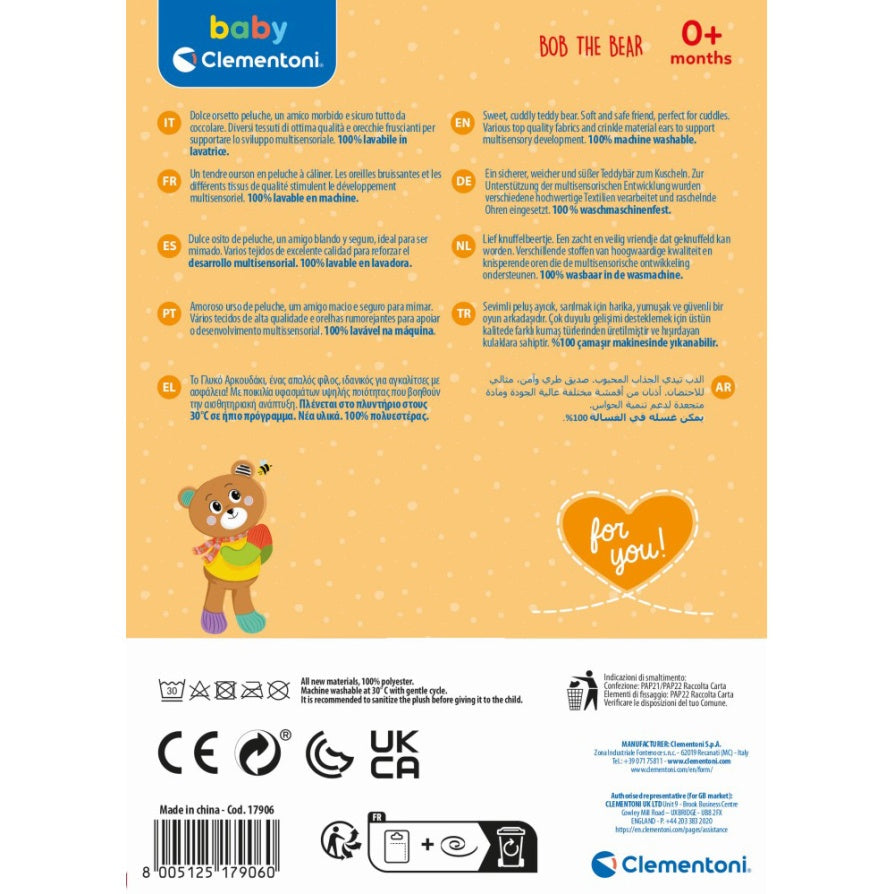 Clementoni Baby Jucarie de plus ursuletul Bob 0m+