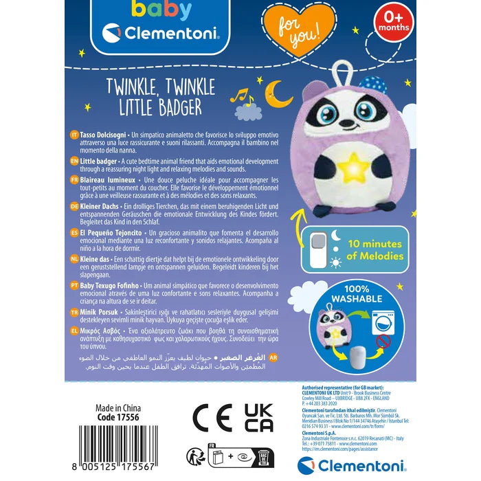 Clementoni Baby jucarie plus muzicala is lampa de veghe Twinkle Twinkle 0m+ Little Badger