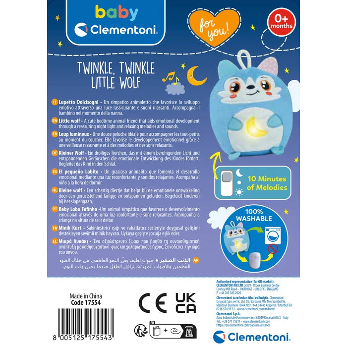 Clementoni Baby jucarie plus muzicala is lampa de veghe Twinkle Twinkle 0m+ Little Wolf