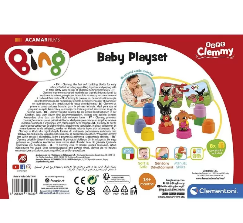 Clementoni Clemmy Soft set joaca si carticica 18m+ Bing