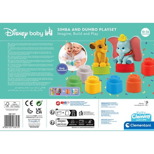 Clementoni Soft Clemmy Disney baby Set 6 blocuri moi Simba si Dumbo 10-36 luni
