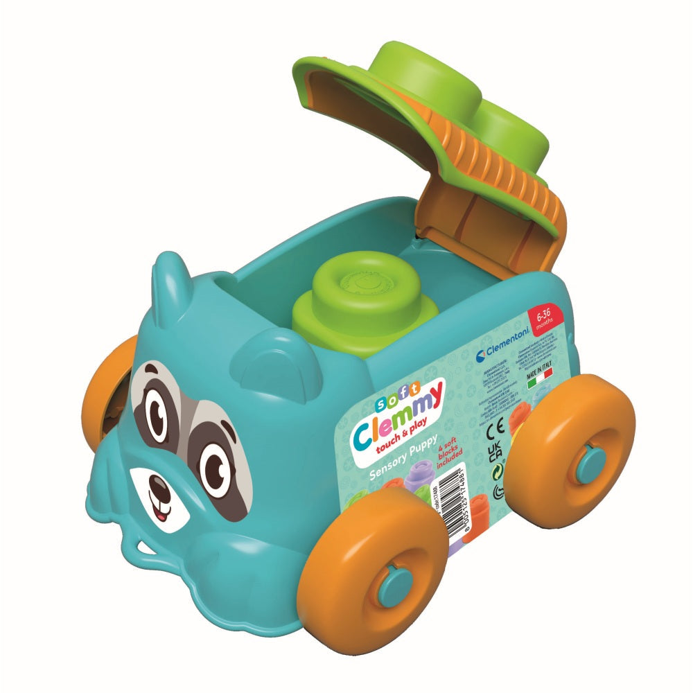 Clementoni Soft Clemmy Jucarie educationala catel albastru cu cuburi moi 6-36 luni