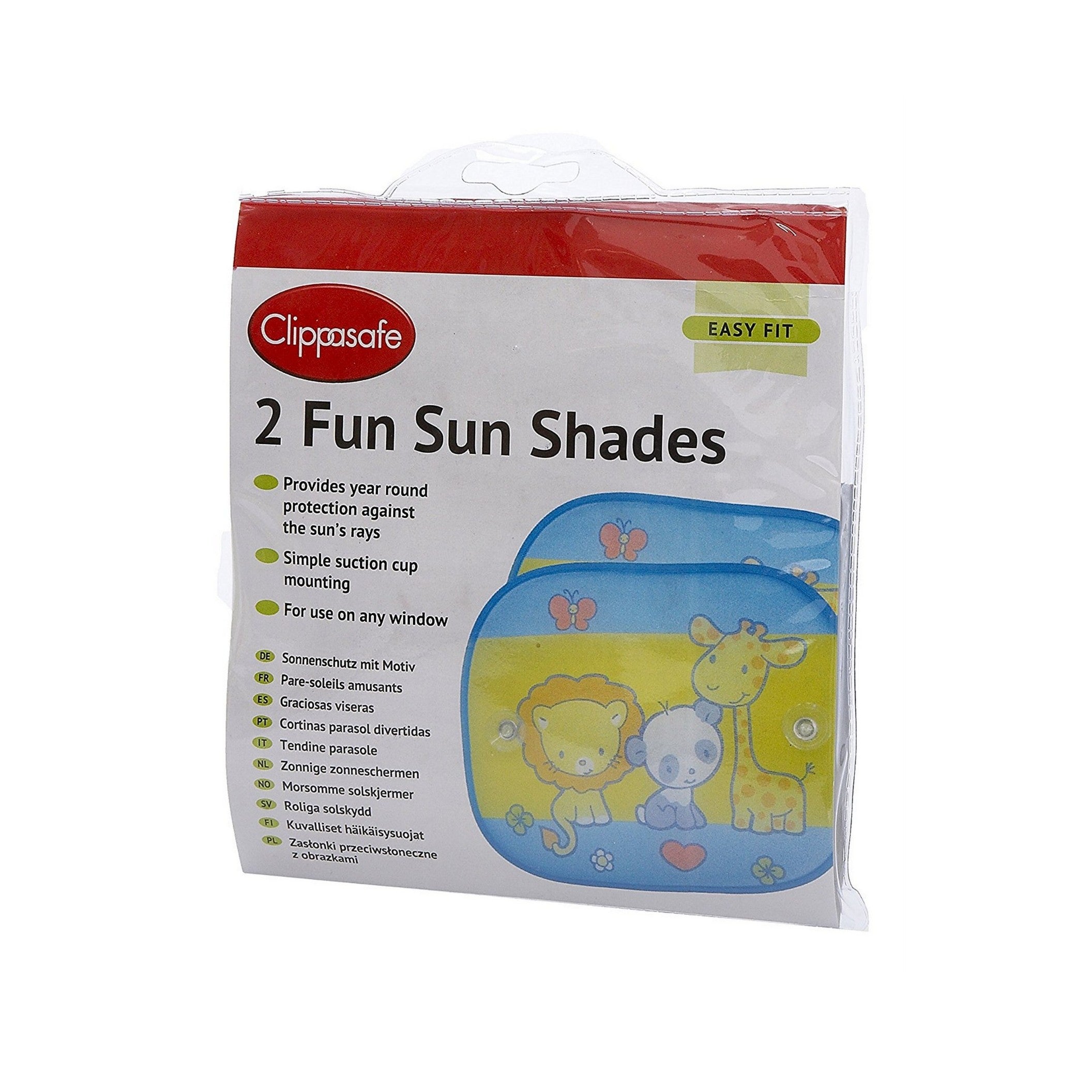 Clippasafe set 2 parasolare auto cu ventuze 0m+, Colorat 