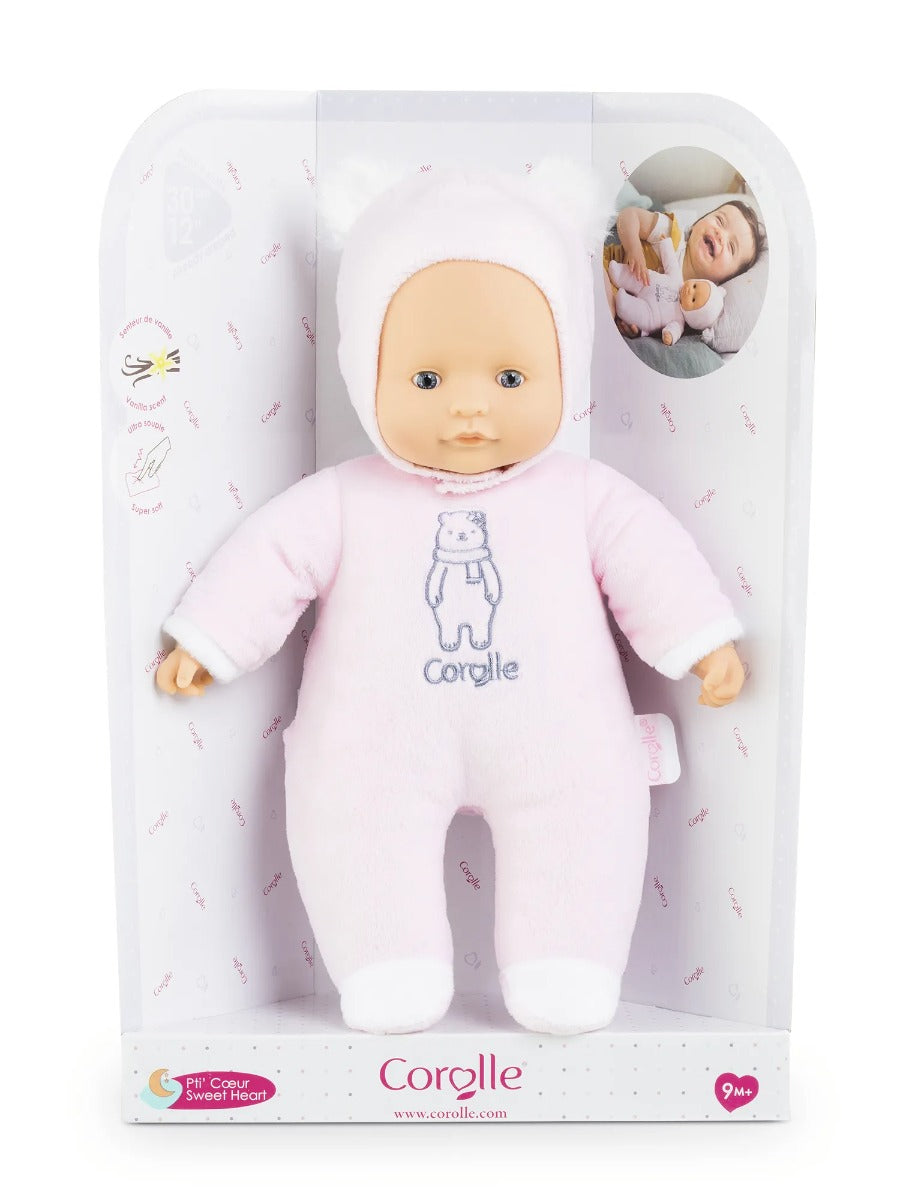 Corolle papusa moale cu aroma vanilie Sweet Heart Pink Bear 30 cm 9m+