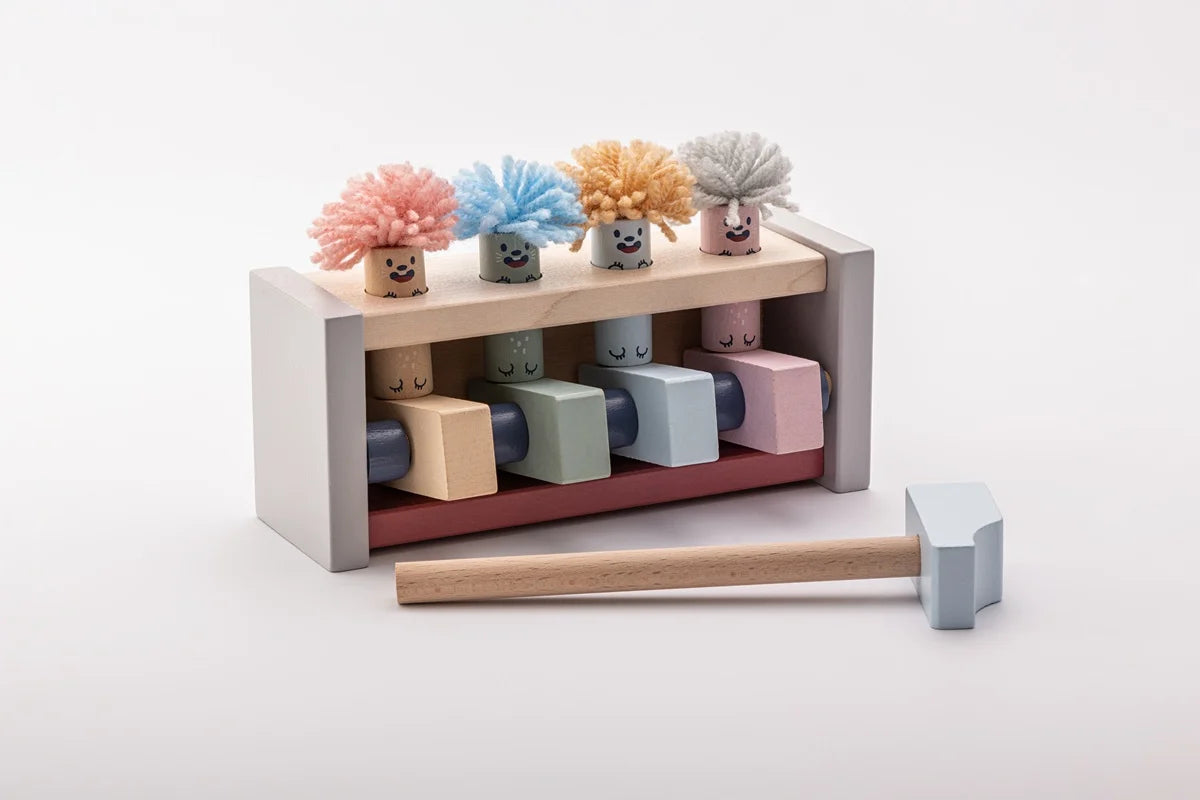 Cubika jucarie din lemn 3 ani+ Claunii saritori - Pastel