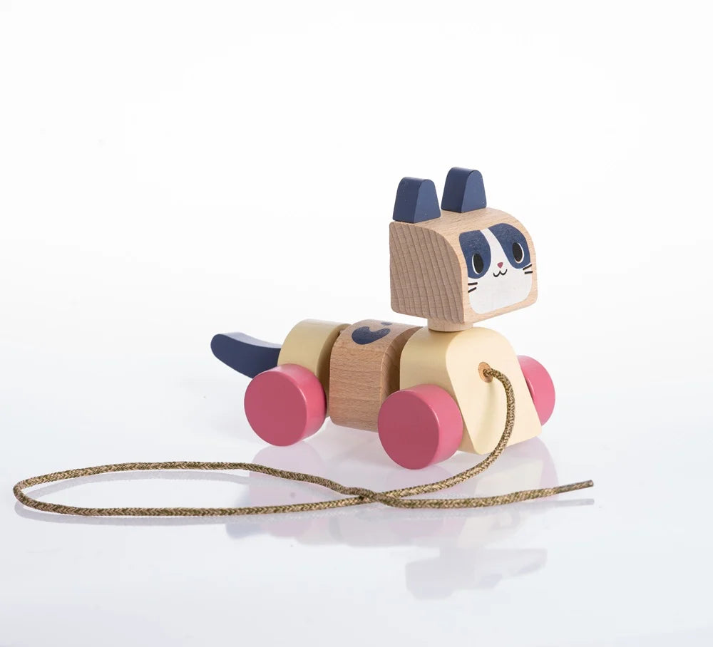 Cubika jucarie din lemn 18m+ Prietena mea Pisicuta - Pastel