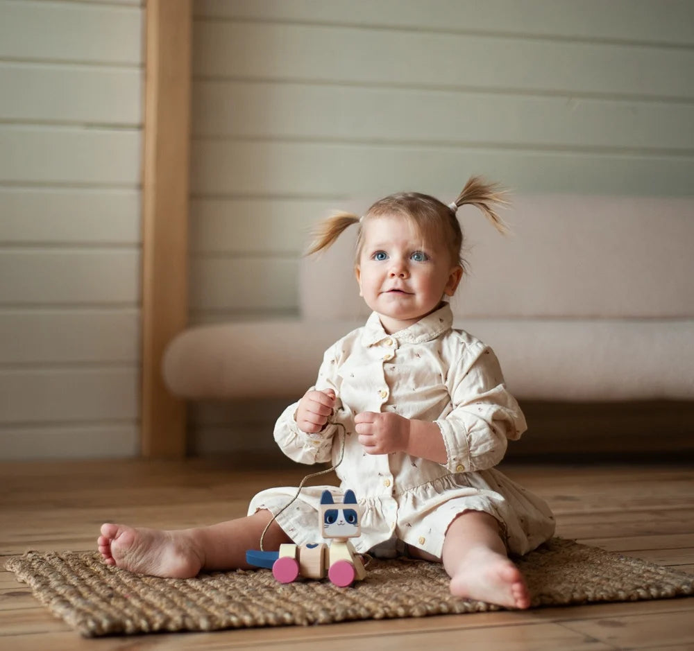 Cubika jucarie din lemn 18m+ Prietena mea Pisicuta - Pastel