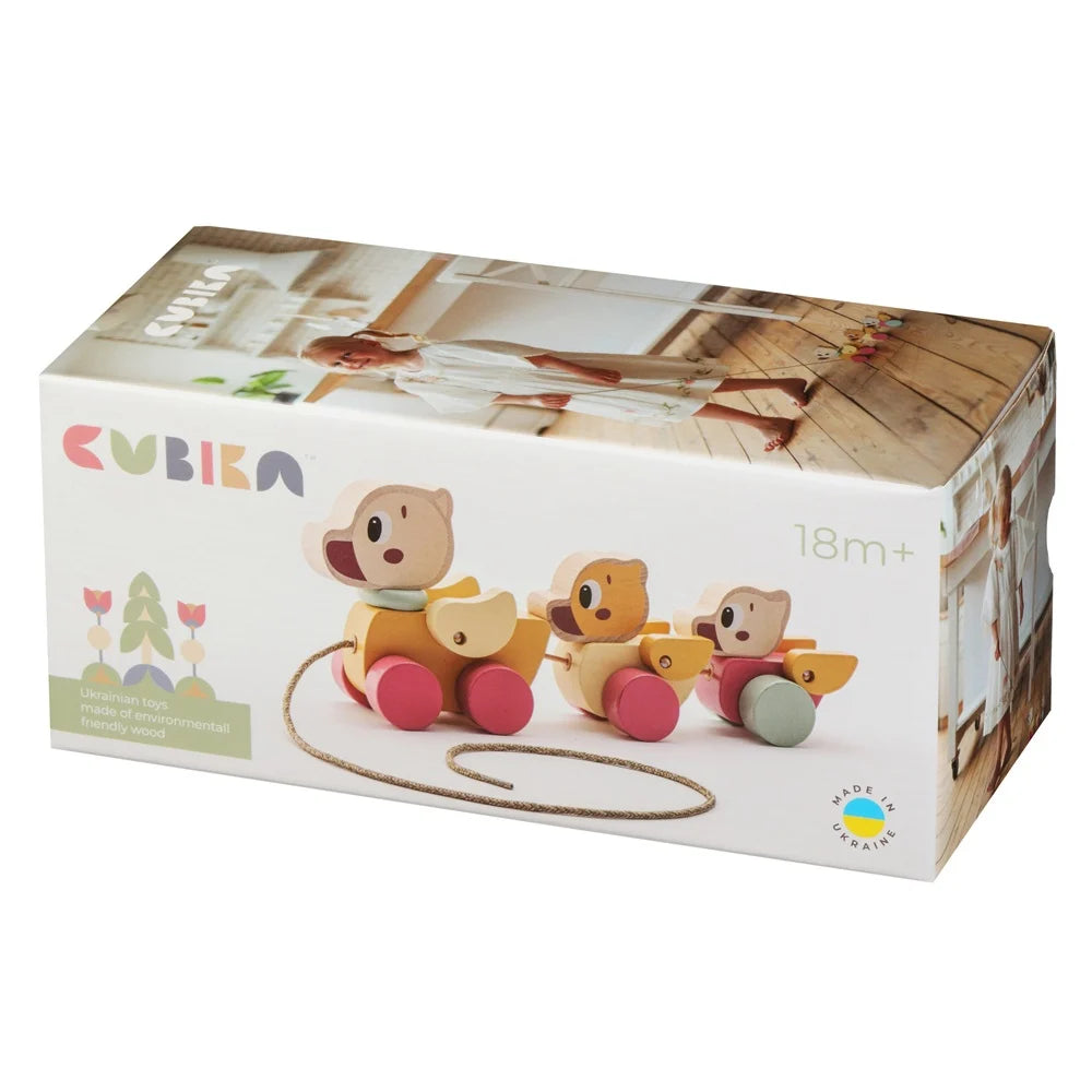 Cubika jucarie din lemn 18m+ Ratustele mele - Pastel