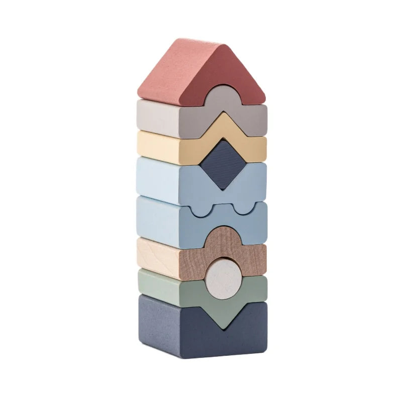 Cubika jucarie din lemn 18m+ Set Constructii Turn - 10 piese