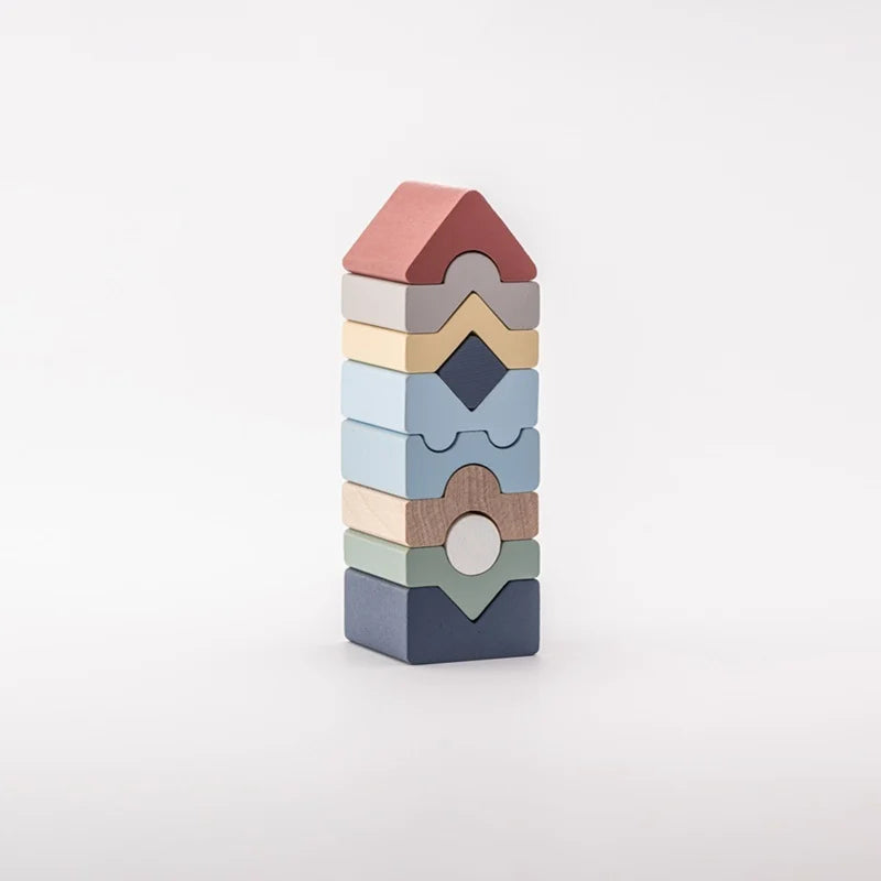 Cubika jucarie din lemn 18m+ Set Constructii Turn - 10 piese