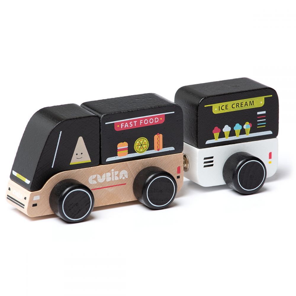 Cubika jucarie din lemn18m+, Food Truck 01