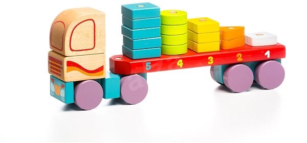 Cubika jucarie din lemn 18m+, Camion cu forme geometrice
