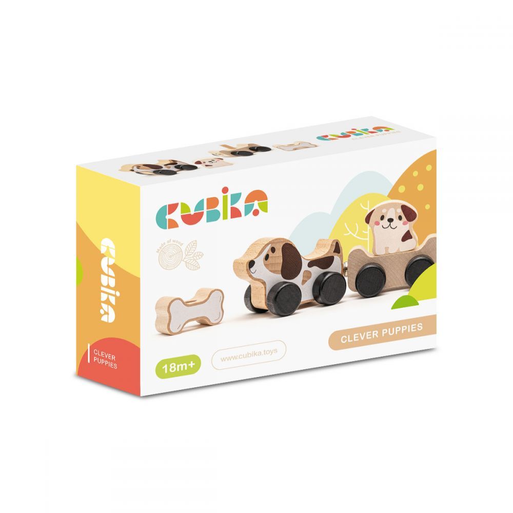 Cubika jucarie din lemn Puppy Family 15443 02
