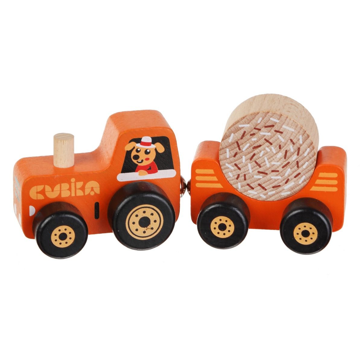 Cubika jucarie din lemn 3 ani+, Tractoras cu remorca 15351 01