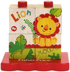 Fisher Price Set cuburi din lemn  4 piese cu animale de la 2 ani