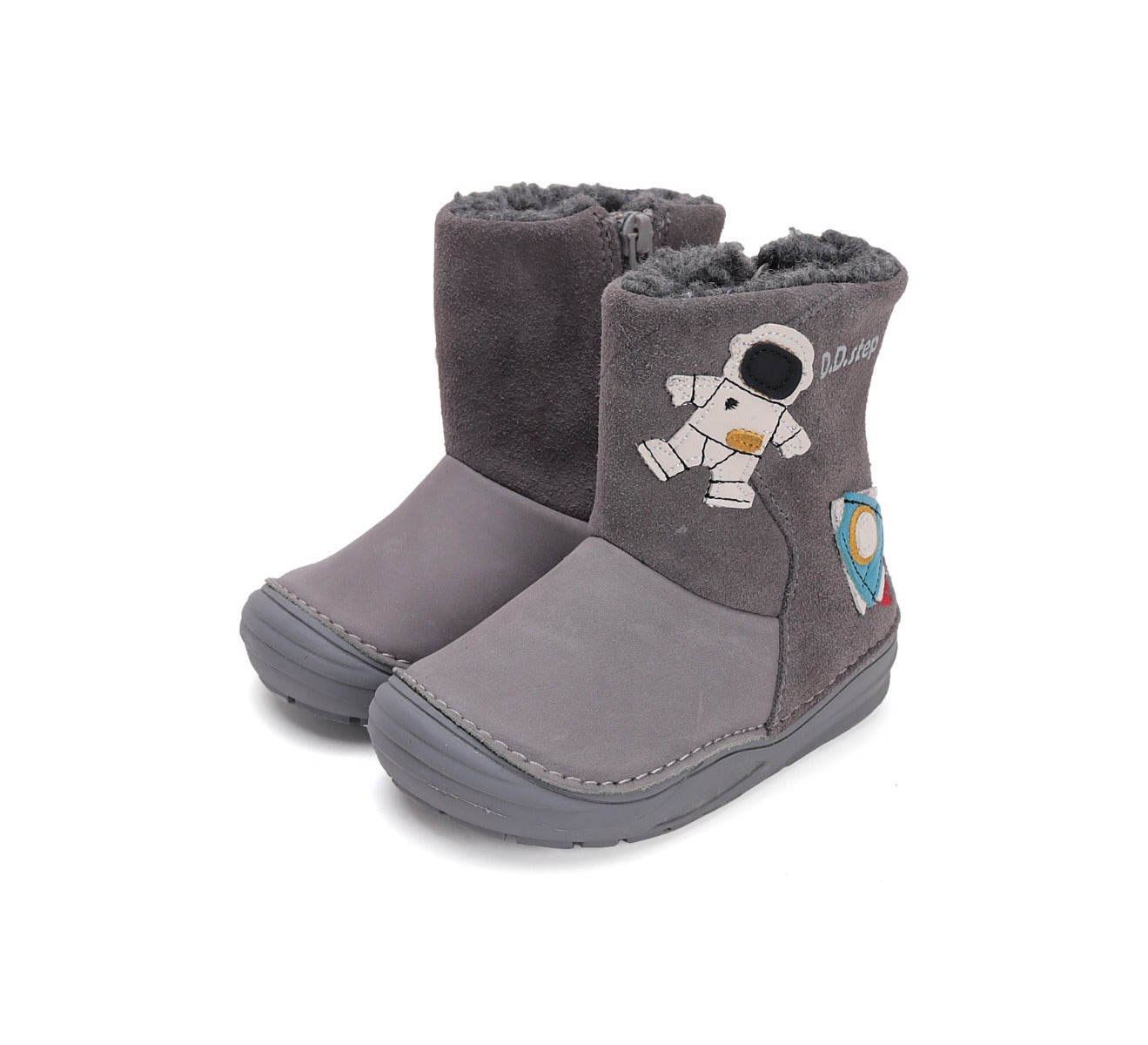 D.D.Step cizme baieti imblanite 20-25 Dark Grey cu cosmonaut Imagine principală a produsului