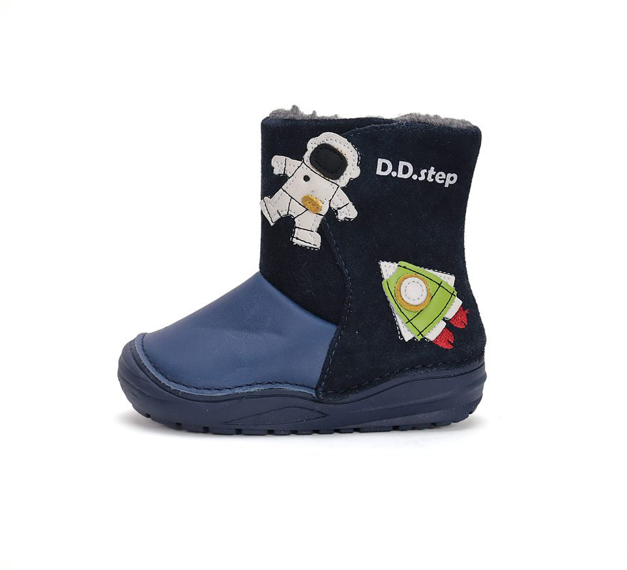 D.D.Step cizme baieti imblanite 20-25 Royal Blue cu cosmonaut