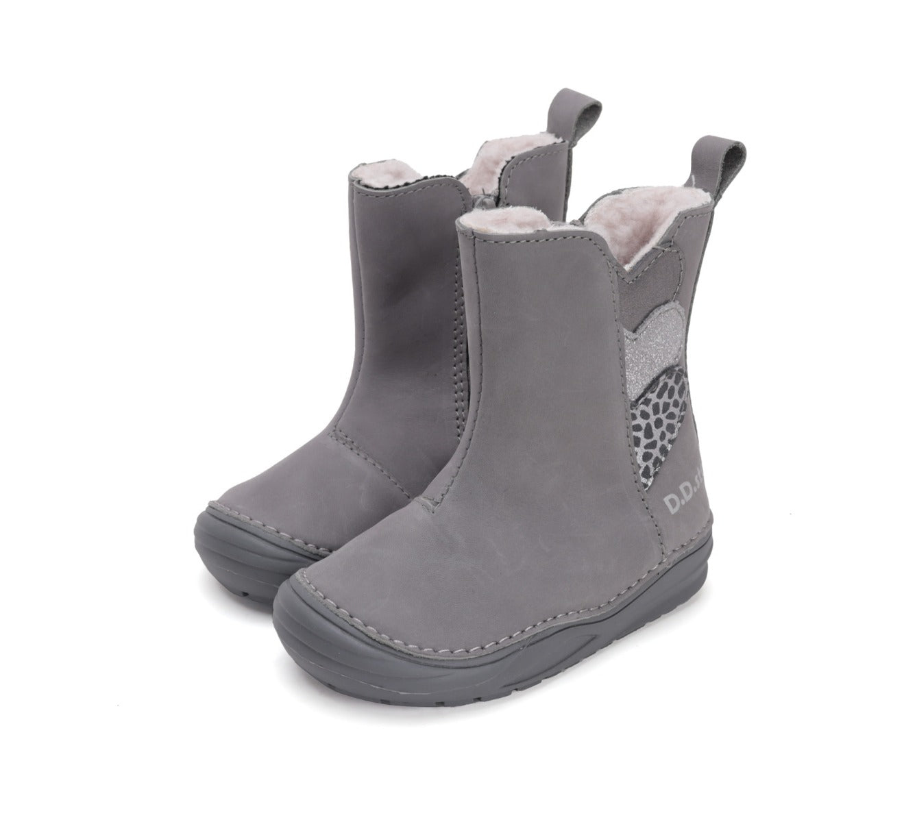 D.D.Step cizme fete imblanite 20-25 Drak Grey cu inimioare