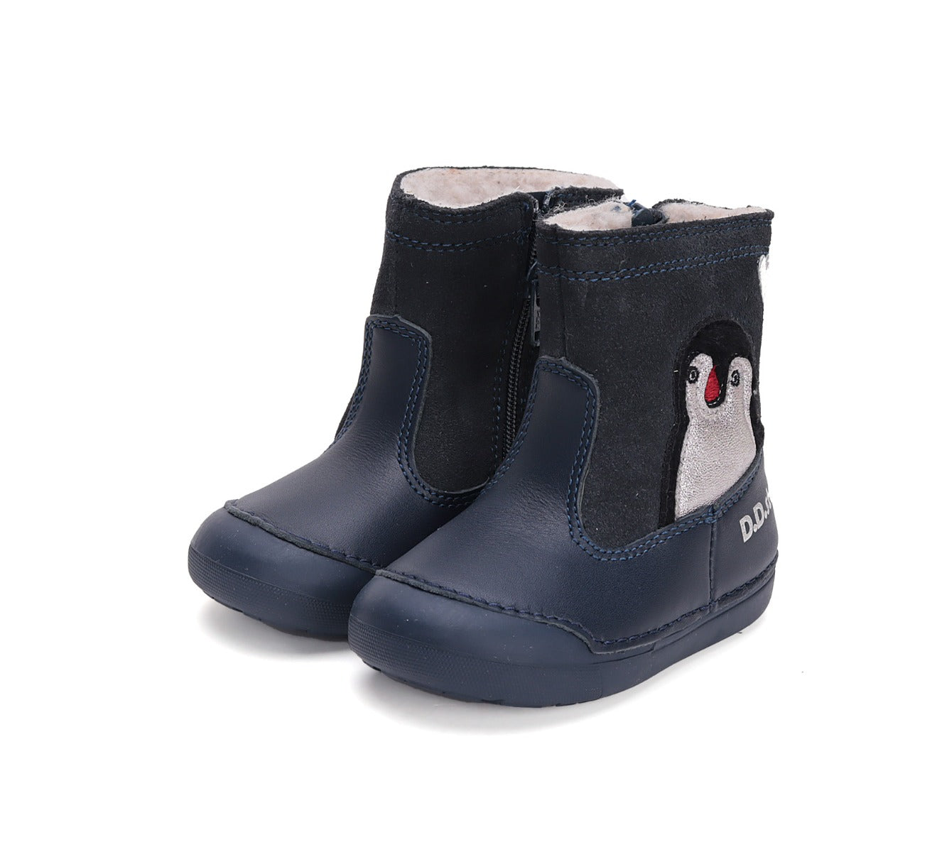 D.D.Step cizme fete imblanite Primii Pasi 20-25 Royal Blue cu pinguin